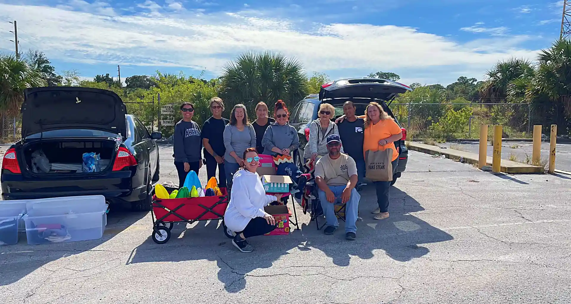 Marching Forward community members at addiction awareness event in Pasco County, Florida